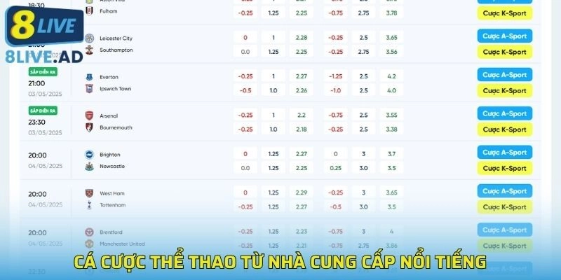 Cá cược thể thao từ nhà cung cấp nổi tiếng Cá cược thể thao từ nhà cung cấp nổi tiếng