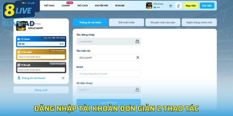 Đăng nhập tài khoản đơn giản 2 thao tác Đăng nhập tài khoản đơn giản 2 thao tác
